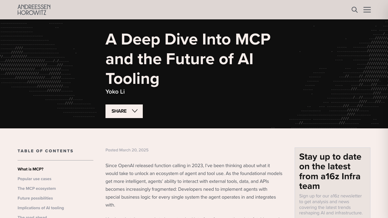 a16z.com - A Deep Dive Into Mcp And The Future Of Ai Tooling preview