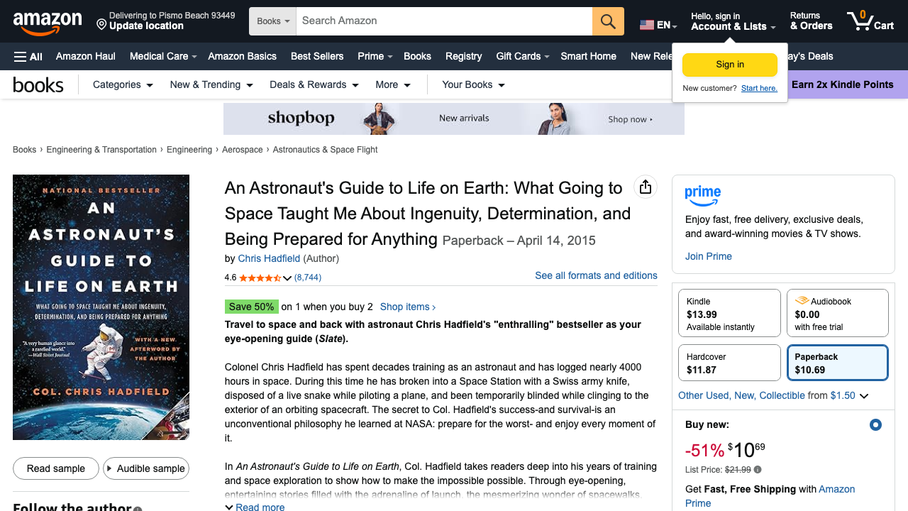amazon.com - Astronauts Guide Life Earth Determination - Dp - 0316253030 preview