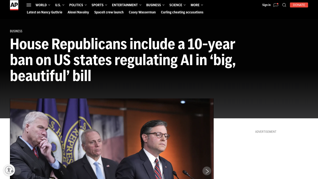 apnews.com - Article - Ai Regulation State Moratorium Congress 39D1C8A0758Ffe0242283Bb82F66D51A preview