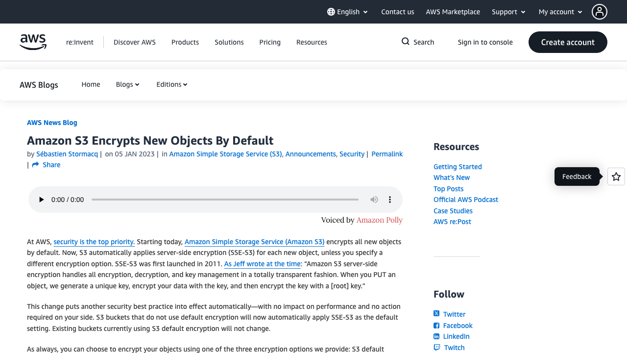 aws.amazon.com - Blogs - Aws - Amazon S3 Encrypts New Objects By Default preview