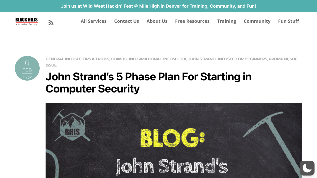 blackhillsinfosec.com - John Strands 5 Phase Plan preview