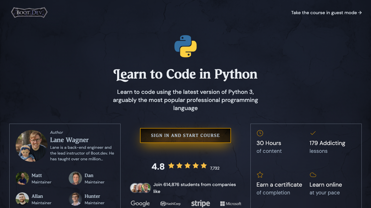 boot.dev - Courses - Learn Code Python preview
