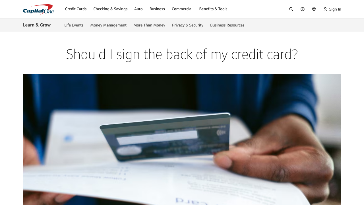 capitalone.com - Learn Grow - Money Management - Should I Sign My Credit Card preview