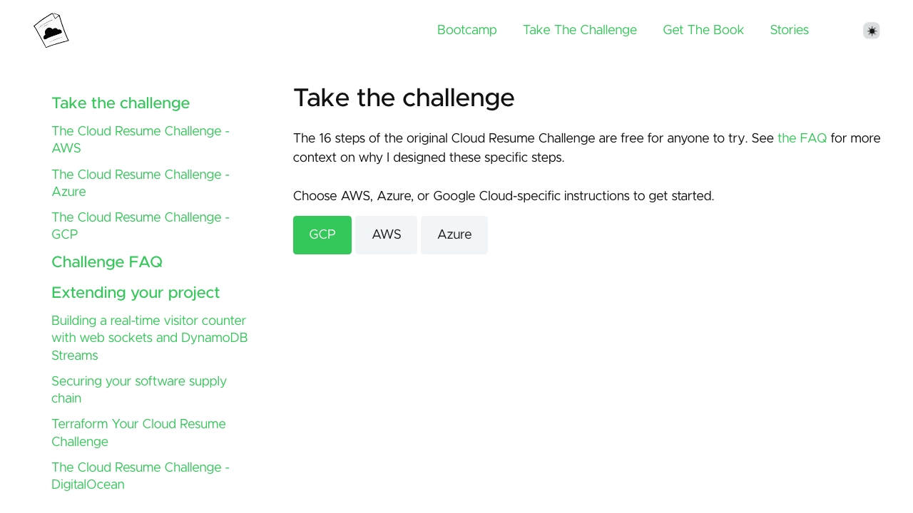 cloudresumechallenge.dev - Docs - The Challenge preview