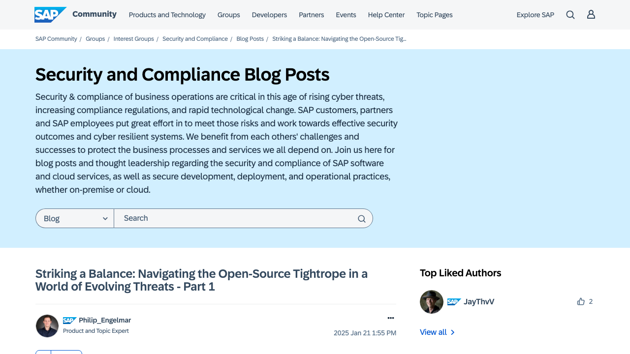 community.sap.com - T5 - Security And Compliance Blogs - Striking A Balance Navigating The Open Source Tightrope In A Wo