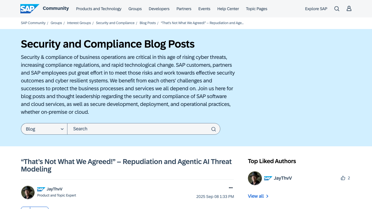 community.sap.com - T5 - Security And Compliance Blogs - That S Not What We Agreed Repudiation And Agentic Ai Threat Mod