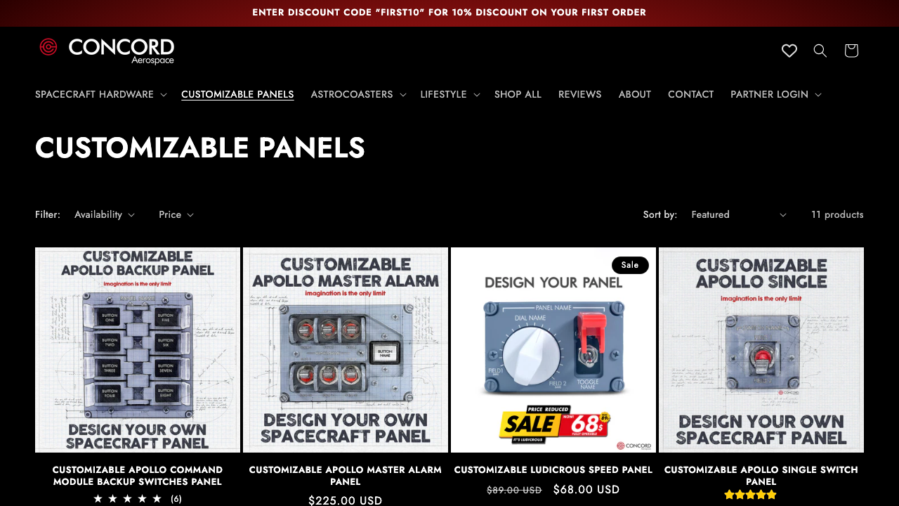 concordaerospace.com - Collections - Customizable Panels preview