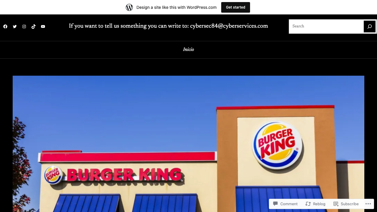 cybersec84.wordpress.com - 2023 - 08 - 04 - Burger King France Data Breach Sensitive Credentials Exposed preview