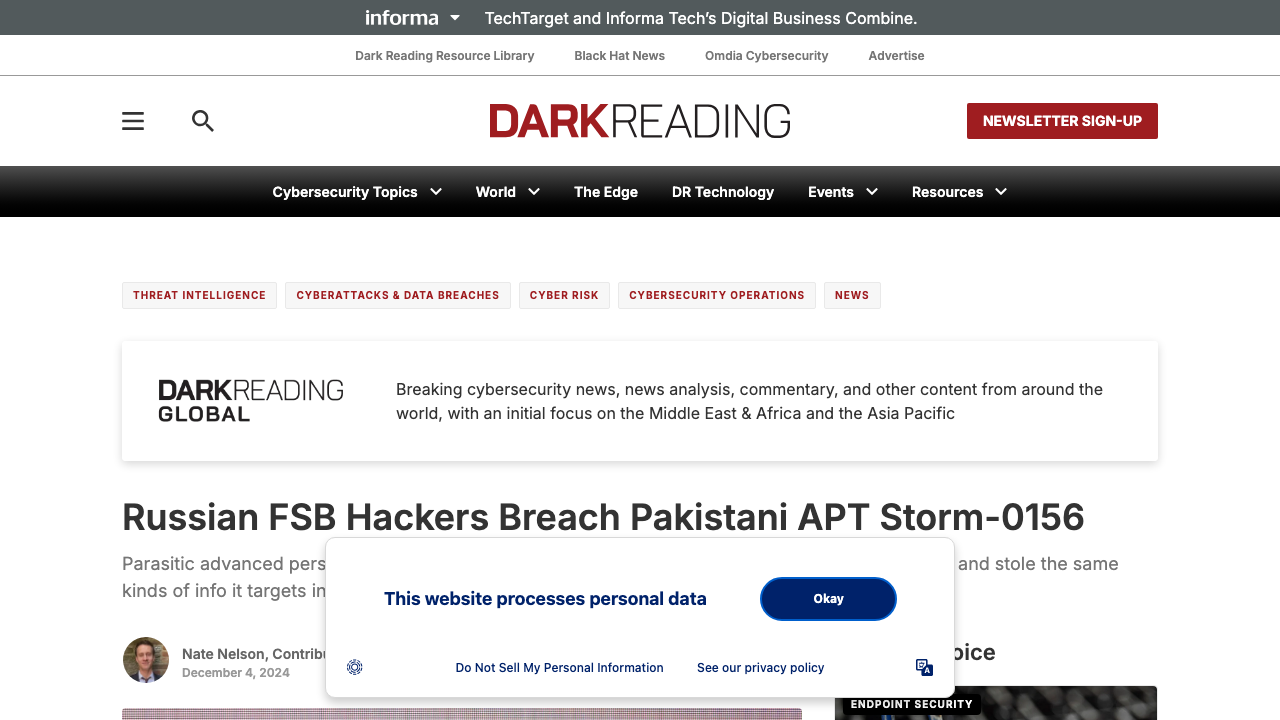 darkreading.com - Threat Intelligence - Russian Fsb Hackers Breach Pakistan Storm 0156 preview