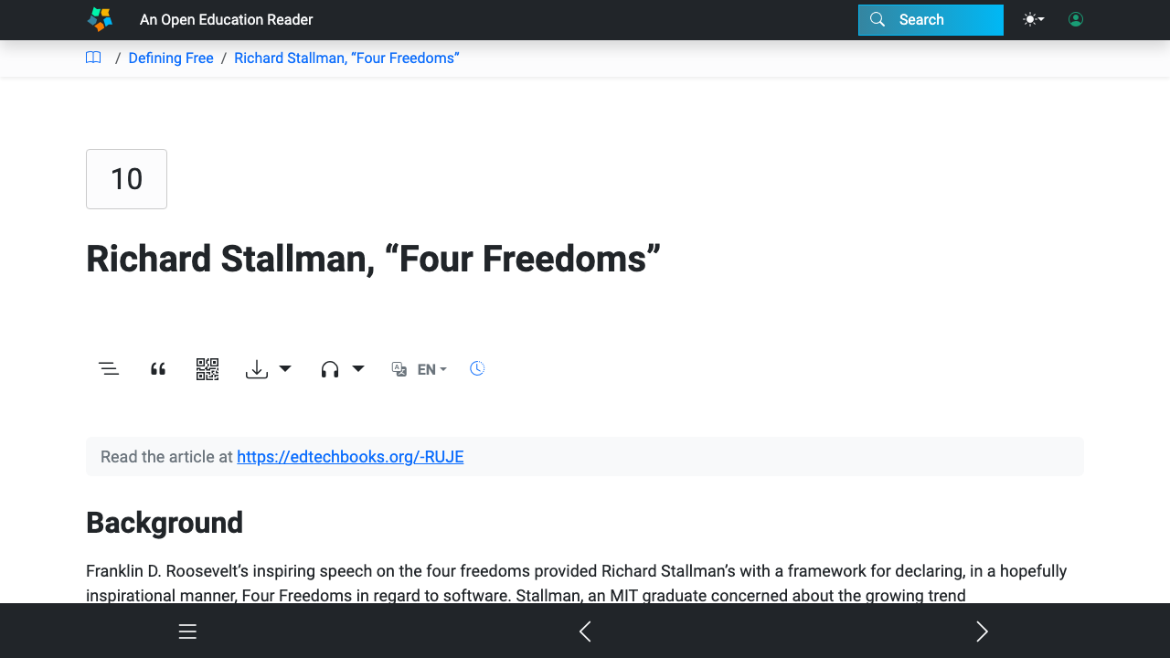 edtechbooks.org - Openedreader - Stallmans Four Freedom preview