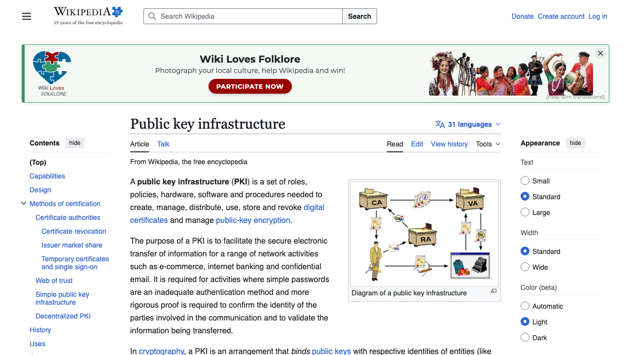 Wikipedia: wiki - Public key infrastructure preview