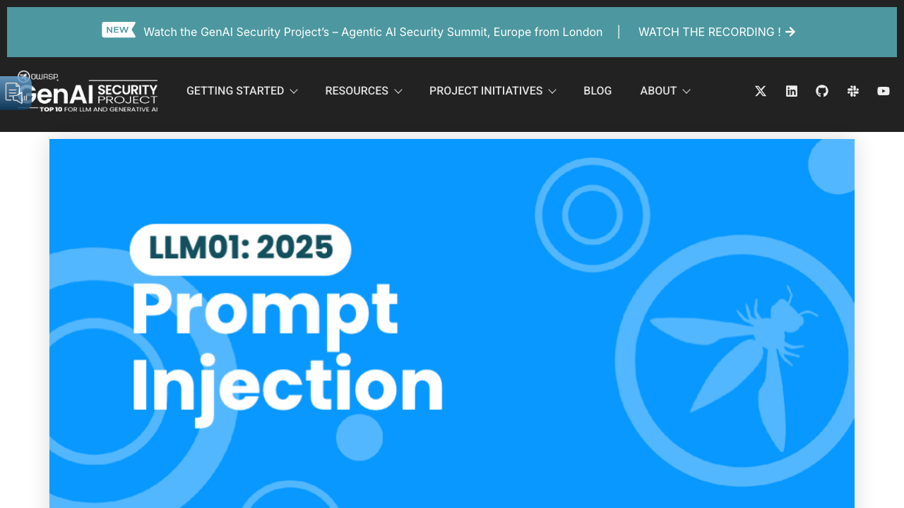 genai.owasp.org - Llmrisk - Llm01 Prompt Injection preview