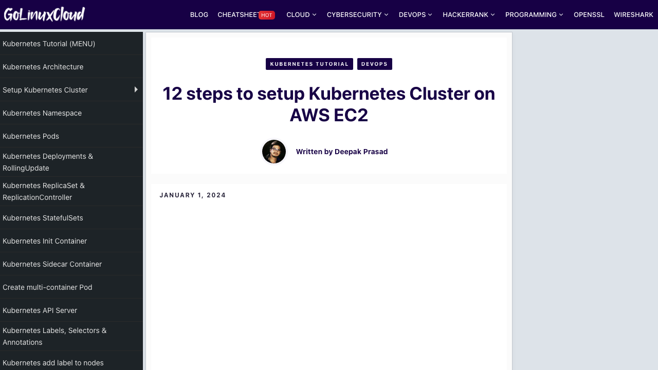 golinuxcloud.com - Setup Kubernetes Cluster On Aws Ec2 preview