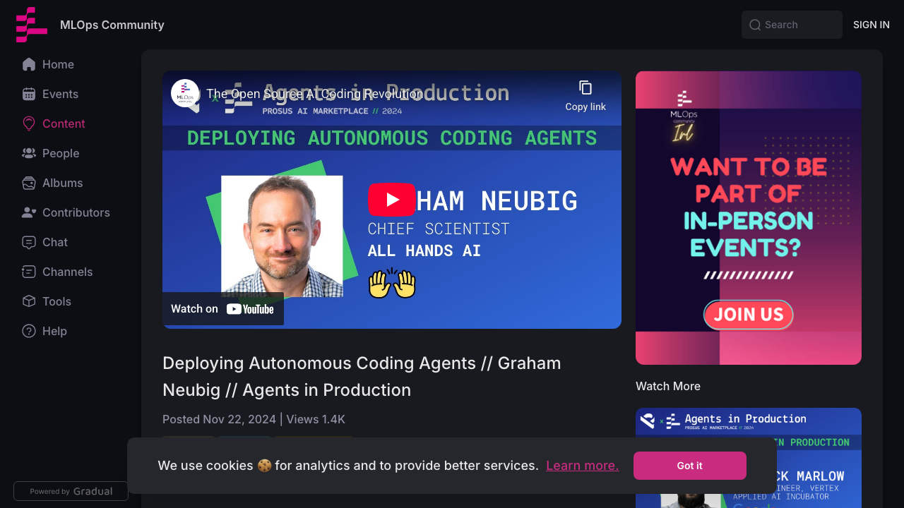 home.mlops.community - Home - Videos - Deploying Autonomous Coding Agents Graham Neubig Agents In Production 2024 11 20 
