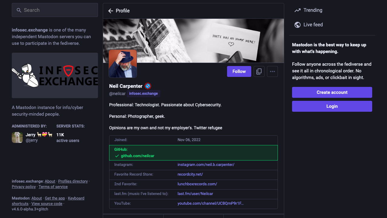 infosec.exchange - @Neilcar preview