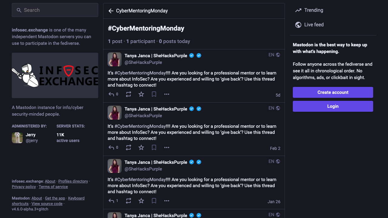 infosec.exchange - Tags - Cybermentoringmonday preview