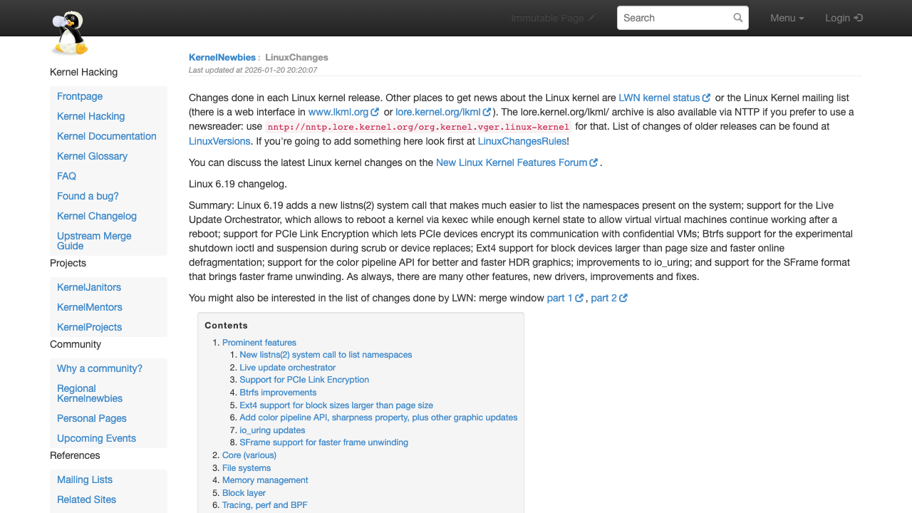 kernelnewbies.org - Linuxchanges preview