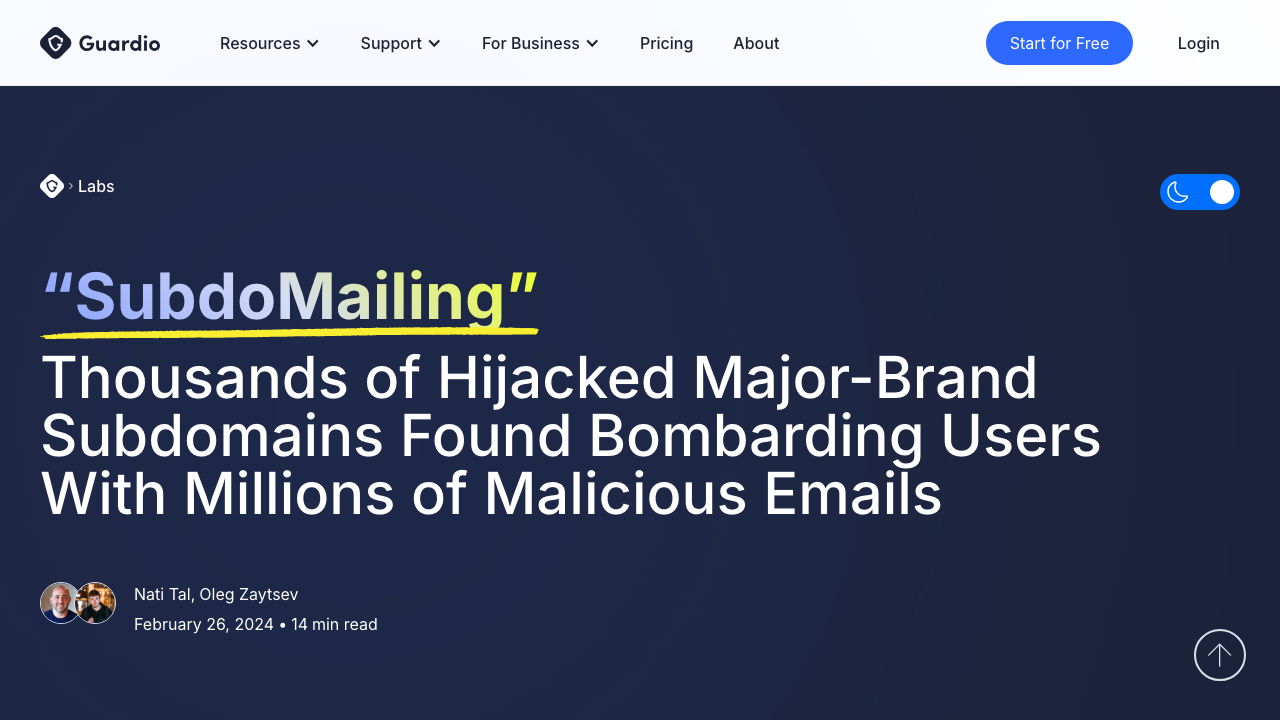 labs.guard.io - Subdomailing Thousands Of Hijacked Major Brand Subdomains Found Bombarding Users With Millions A5E5Fb892