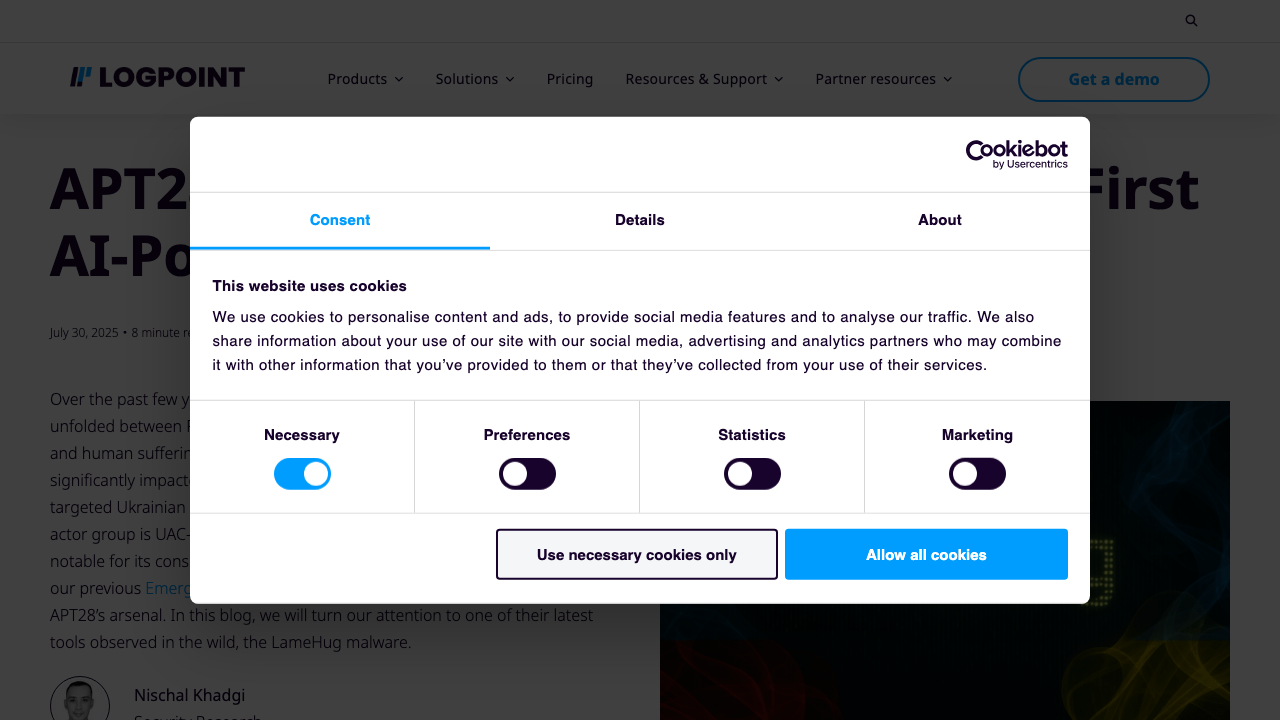 logpoint.com - En - Blog - Apt28S New Arsenal Lamehug The First Ai Powered Malware preview