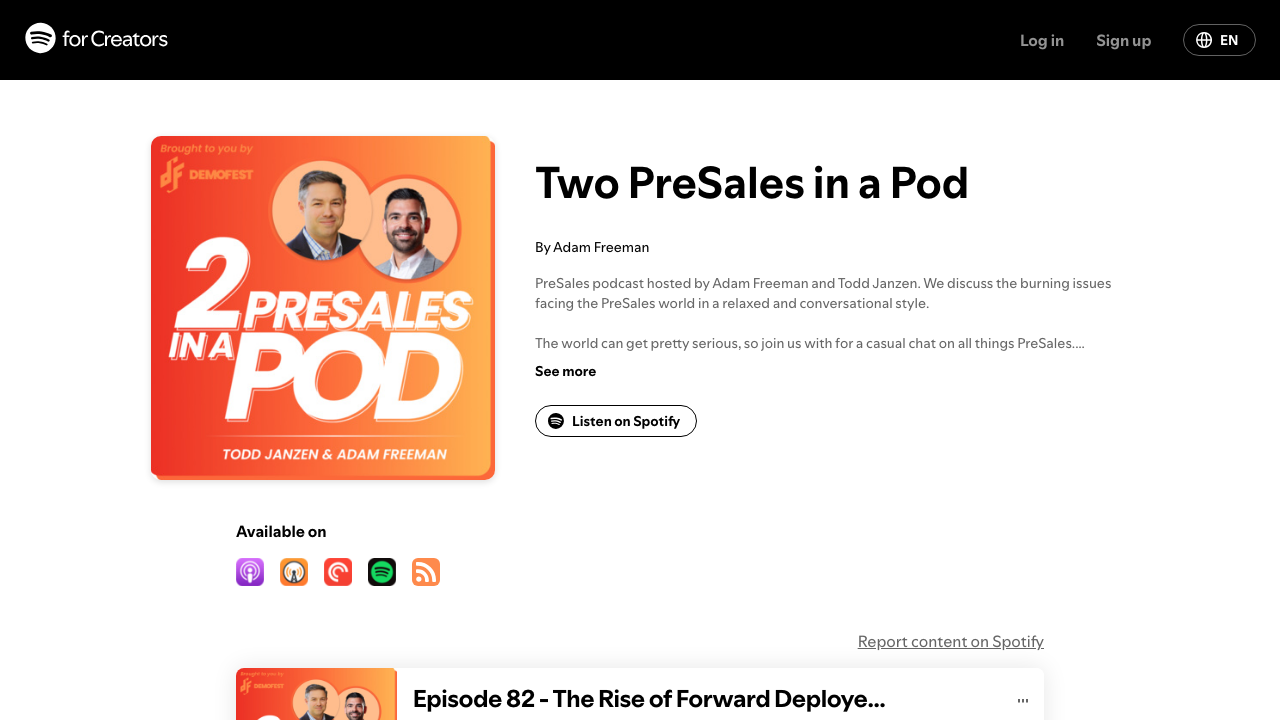 podcasters.spotify.com - Pod - Show - Presalesinapod preview