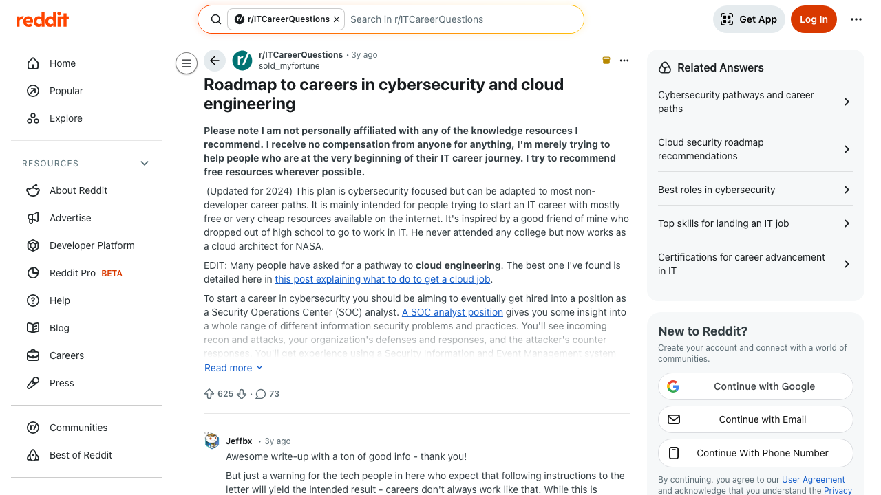 reddit.com - R - Itcareerquestions - Comments - Zrd5C7 - Roadmap To Careers In Cybersecurity And Cloud preview