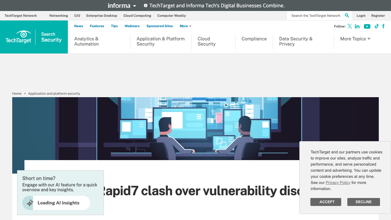 techtarget.com - Searchsecurity - Feature - Jetbrains Rapid7 Clash Over Vulnerability Disclosure Policies preview