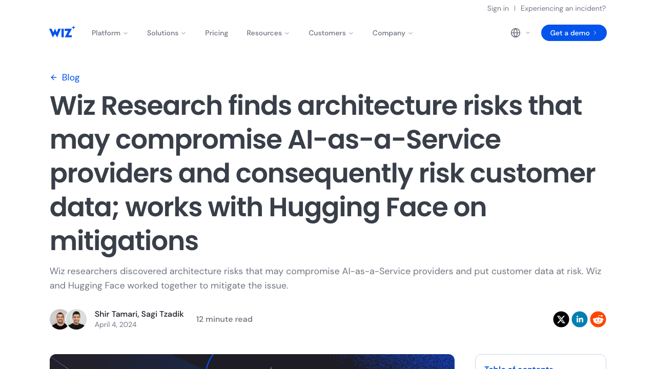 wiz.io - Blog - Wiz And Hugging Face Address Risks To Ai Infrastructure preview