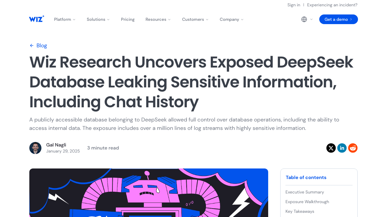 wiz.io - Blog - Wiz Research Uncovers Exposed Deepseek Database Leak preview