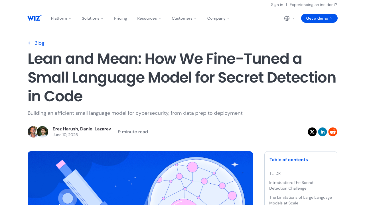 wiz.io - Blog - Small Language Model For Secrets Detection In Code preview