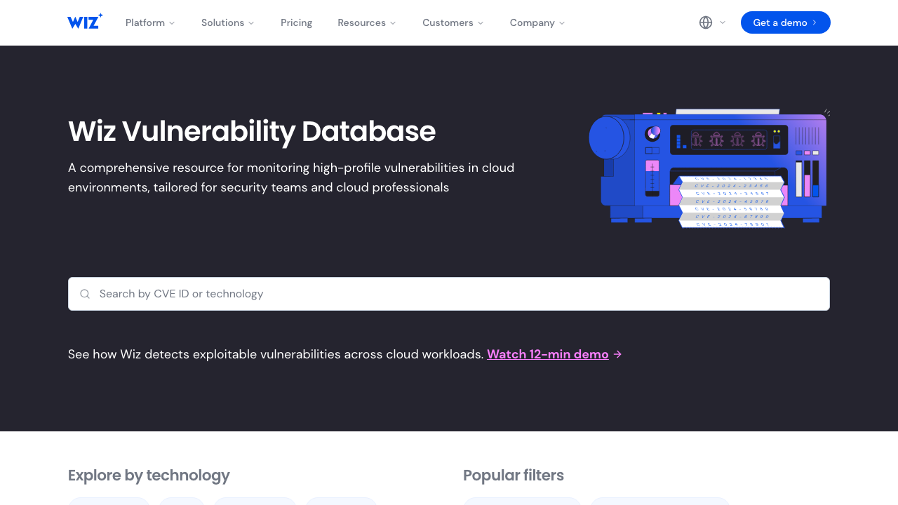 wiz.io - Vulnerability Database preview
