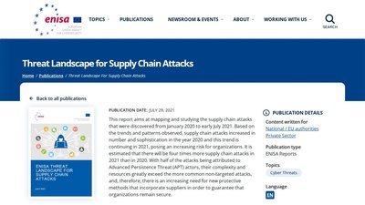 ENISA Threat Landscape for Supply Chain Attacks preview